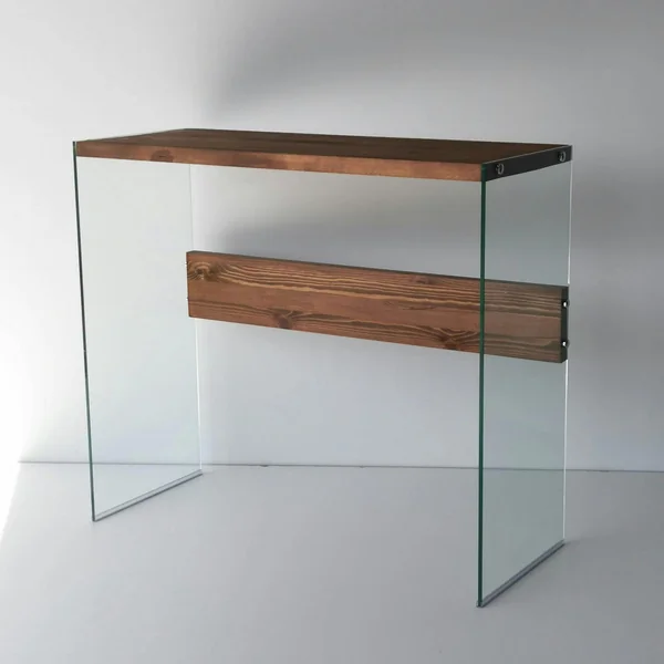 Console d'entrée minimaliste en verre et bois brun LHASA