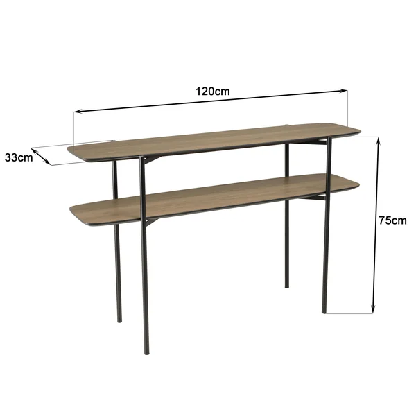 Console double plateau couleur bois LANDAISE