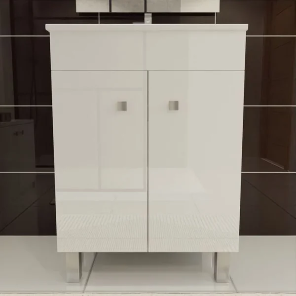 CUISIBANE Meuble Salle De Bain Sur Pieds Ecoline 60 Cm - Blanc