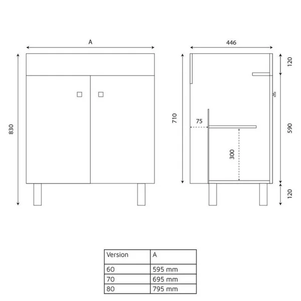 CUISIBANE Meuble Salle De Bain Sur Pieds Ecoline 60 Cm - Blanc