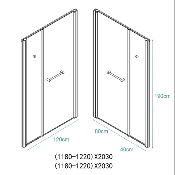 CUISIBANE Porte De Douche 120 Cm Pivotante Double Porte - Oceane Pmr Gauche