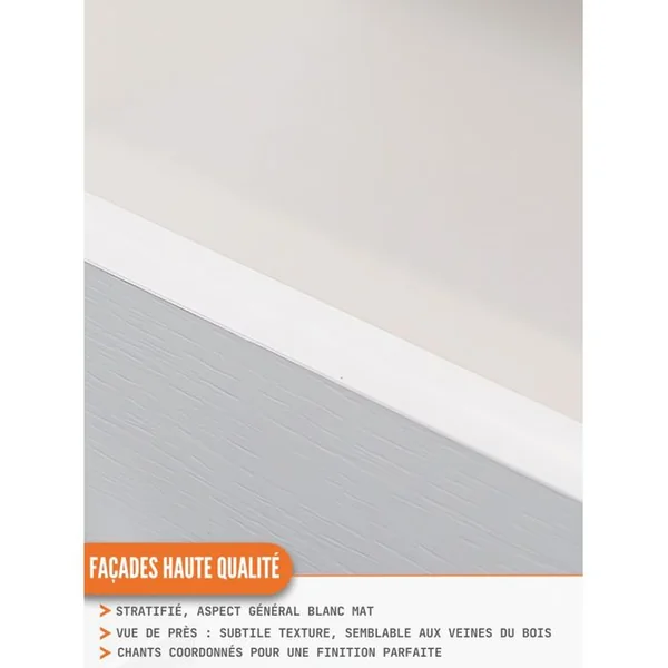 CUISINEANDCIE Meuble Sous-évier Eco Blanc 2 Portes L 80 Cm