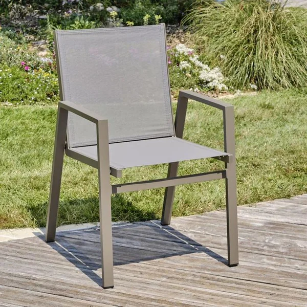 DCB GARDEN Fauteuil De Jardin Empilable En Aluminium - Quartz - Floride