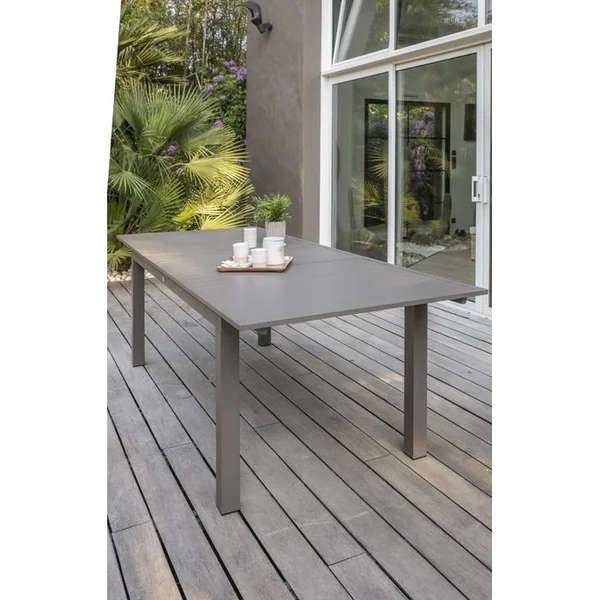DCB GARDEN Table De Jardin 10 Places En Aluminium - Taupe - Zahara