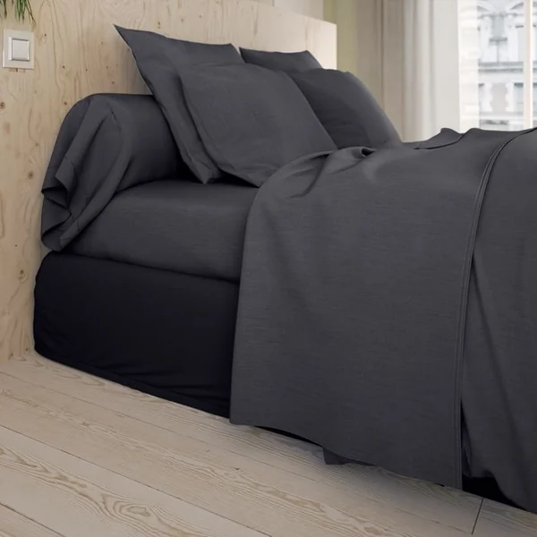 DODO Drap Plat Studio Coton Carbone 180 X 290 Cm Gris