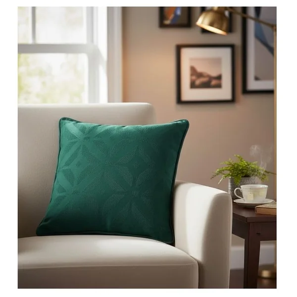 DOUCEUR D'INTERIEUR Coussin Tisse Jacquard 40 X 40 Cm Chic Majestic Vert