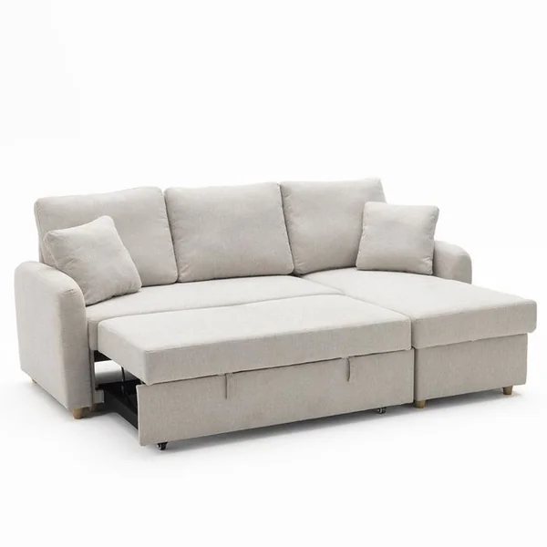 DRAWER Canapé D'angle Réversible Convertible 3 Places En Tissu Avec Coffre
