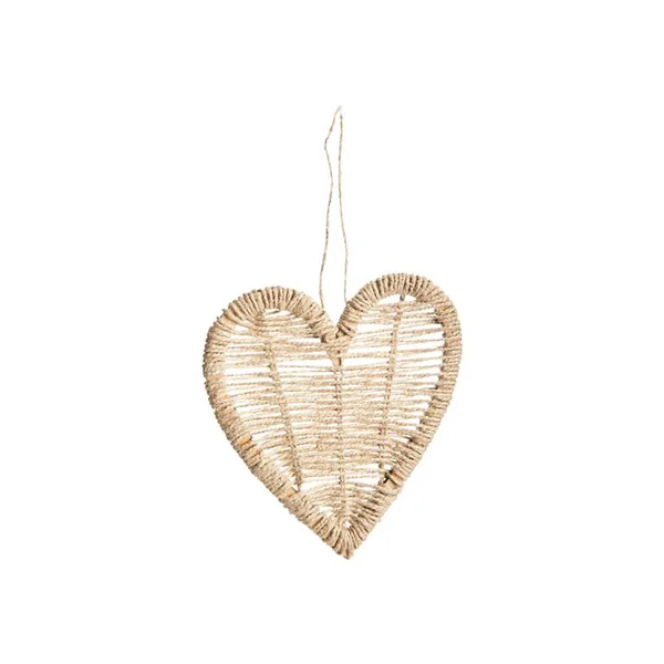 Décoration à suspendre cœur en jute naturel - 10 cm
