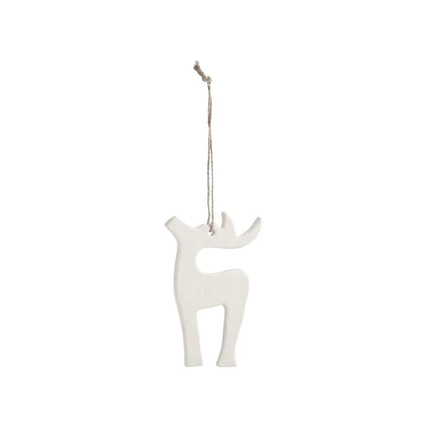 Décoration à suspendre renne en aluminium blanc - 9 x 10 cm