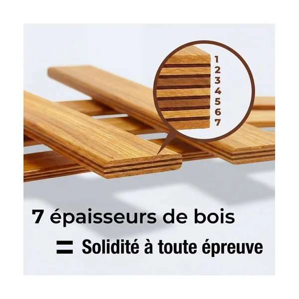 EBAC Lot De 10 Lattes + Embouts Pour Sommier Et Lit - 780x48x8 Mm - Bois Hêtre Durable - 7 Plis