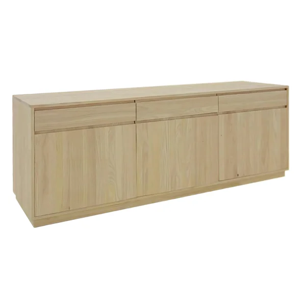 Enfilade / Buffet long Hévéa 3 portes, 3 tiroirs 213x45x81cm BALTIC