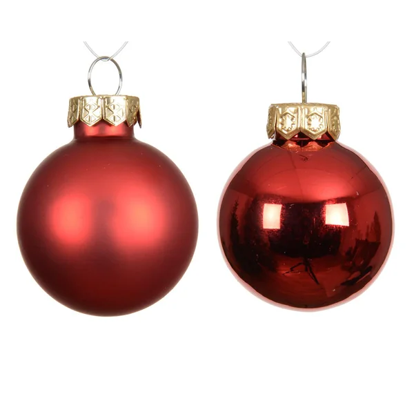 Ensemble de 16 boules en verre brillant et mat rouge - Ø 3,5 cm