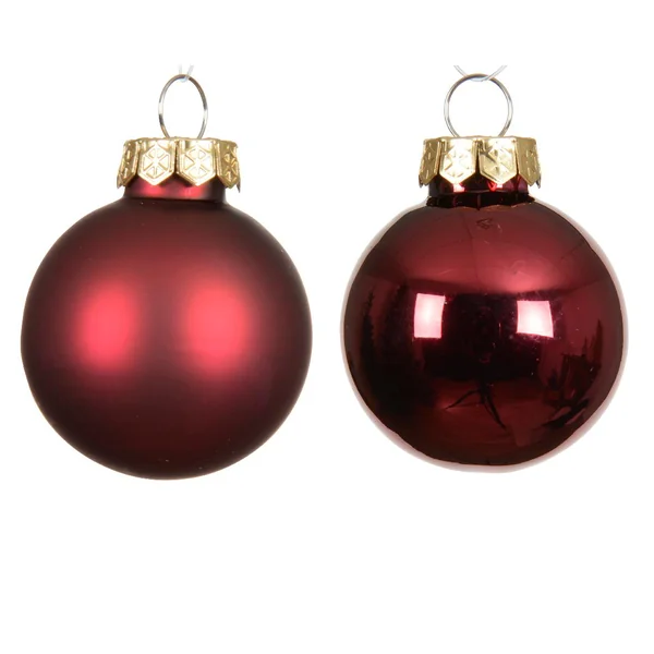 Ensemble de 6 boules en verre brillant et mat bordeaux - Ø 8 cm