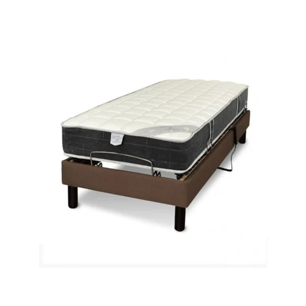 ESSENZIA ZEN Sommier électrique Essenzia Zen Emotion Marron 2x80x200 Lattes Et Plots