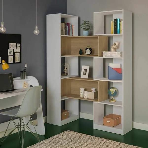 Etagère Bibliothèque Modulable Rubeus Blanc Et Bois