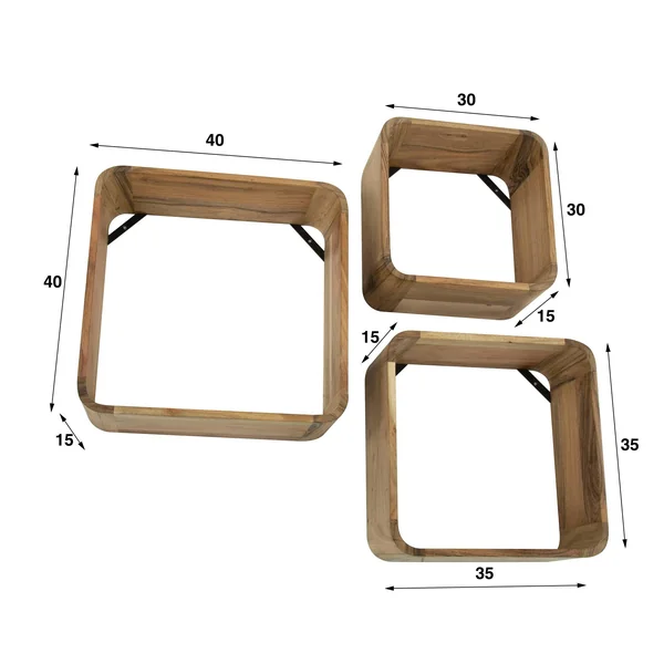 Etagère cube murale en bois d'acacia (lot de 3) MELBOURNE