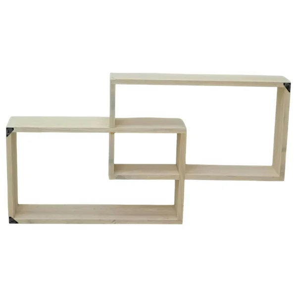 Etagère murale asymétrique hévéa 110x18x60cm MAORI