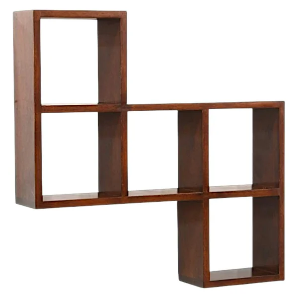 Etagère murale asymétrique hévéa 72x14x72cm MAORI