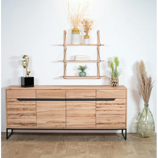 Etagère murale bois massif 3 plateaux (bois blanc) PALERME