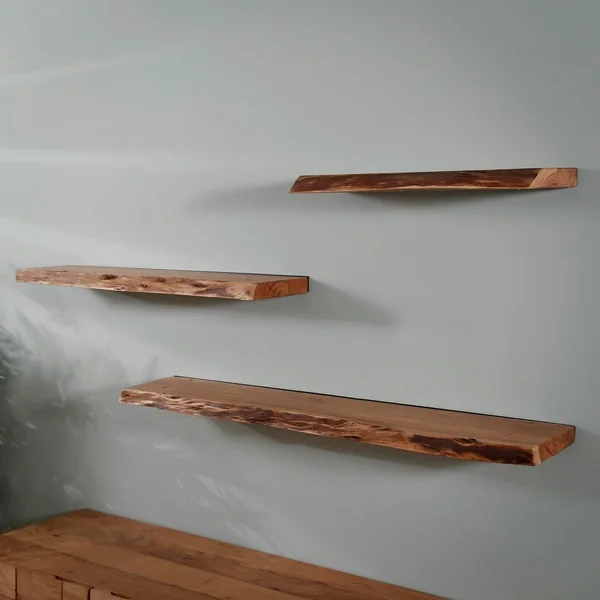 Etagère murale bois massif bordure naturelle 90 cm MELBOURNE