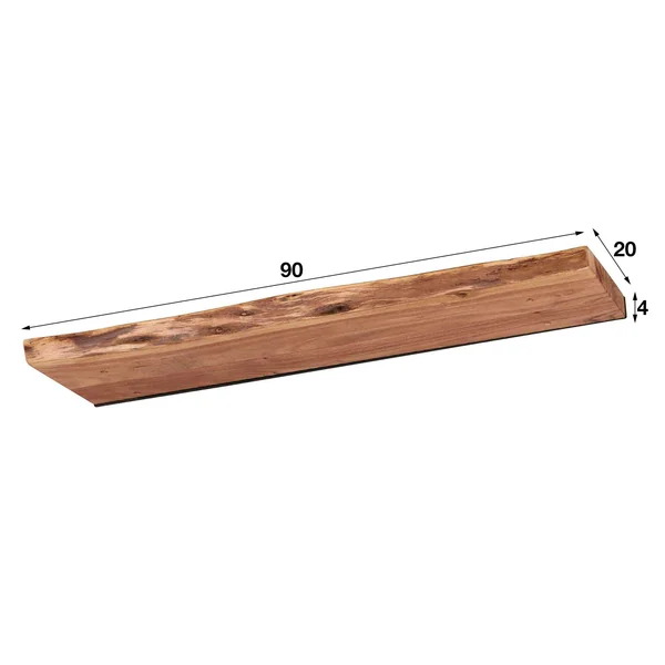 Etagère murale bois massif bordure naturelle 90 cm MELBOURNE