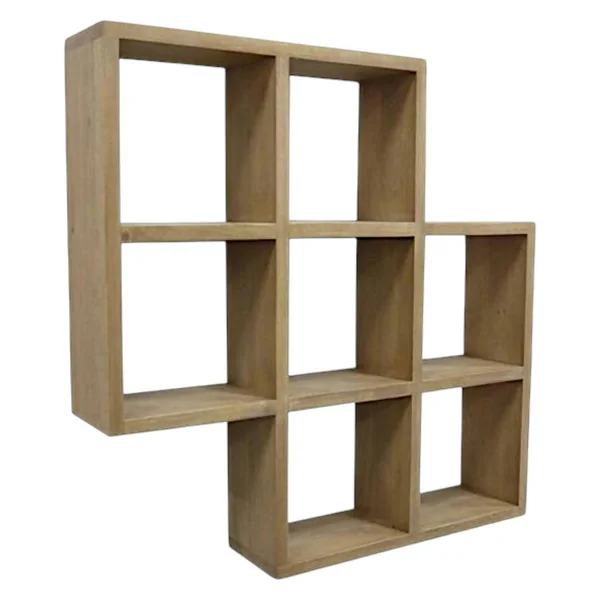 Etagère murale double hévéa 72x14x72cm MAORI