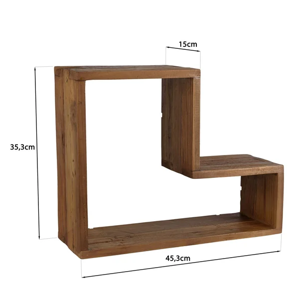 Etagère murale en L en bois recyclé de teck SWING