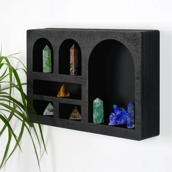 Etagère murale noire décorative - arches et niches AVIALA