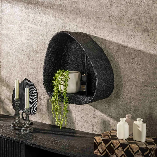 Etagère murale noire forme organique 45 cm TAJ