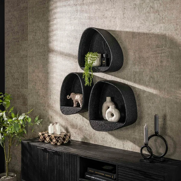 Etagère murale noire forme organique 46 cm TAJ