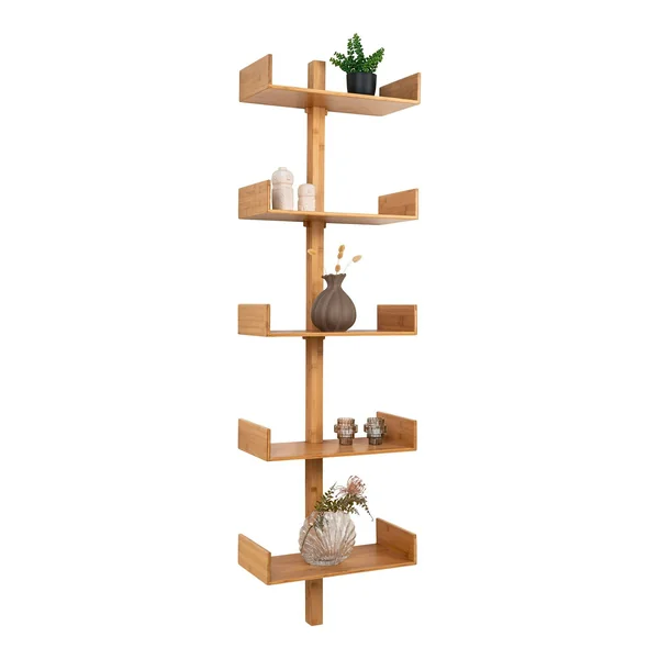 Etagère murale verticale en bambou 5 plateaux avec joues 180 cm TALLINN