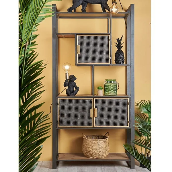 Etagère vitrine en cannage métallique ATELIER