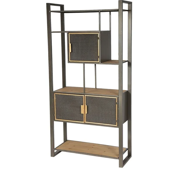 Etagère vitrine en cannage métallique ATELIER