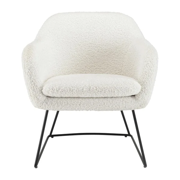 Fauteuil blanc contemporain en tissu bouclette TIM