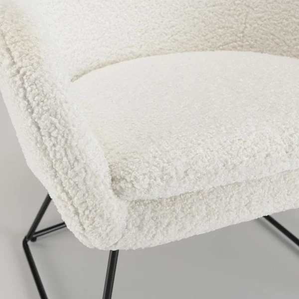 Fauteuil blanc contemporain en tissu bouclette TIM