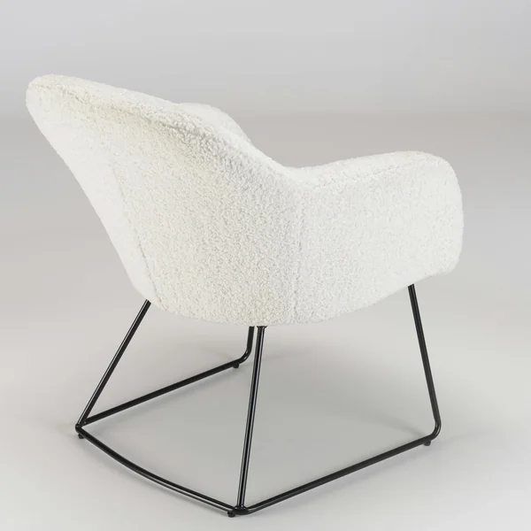 Fauteuil blanc contemporain en tissu bouclette TIM