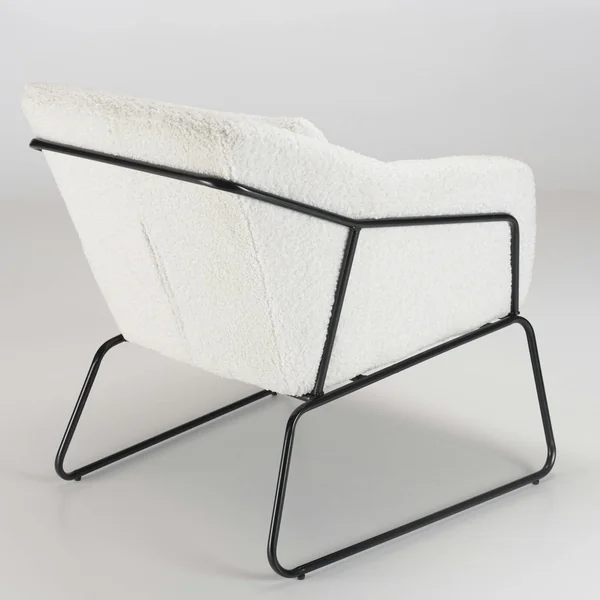 Fauteuil blanc en tissu bouclette TIM