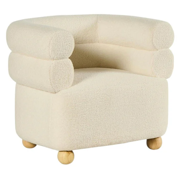 Fauteuil cabriolet design tissu bouclé blanc IENA