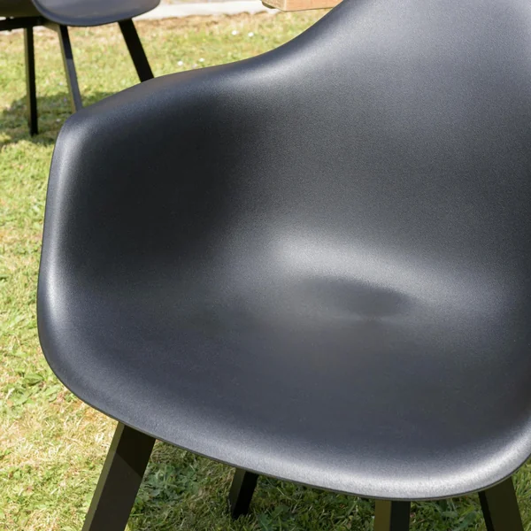 Fauteuil de jardin arrondi noir avec accoudoirs (lot de 6) GIJON