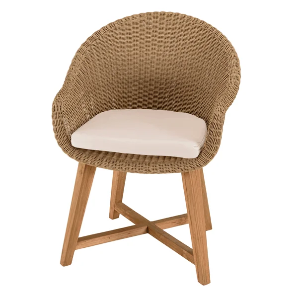 Fauteuil de jardin arrondi résine tressée beige (lot de 2) MANY