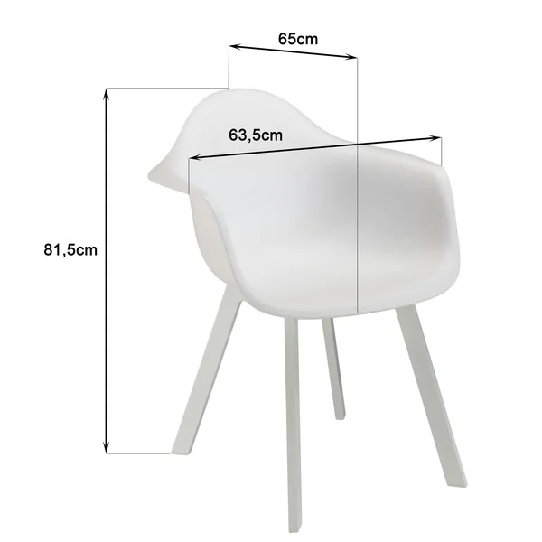 Fauteuil de jardin blanc à dossier rond avec accoudoirs (lot de 6) GIJON