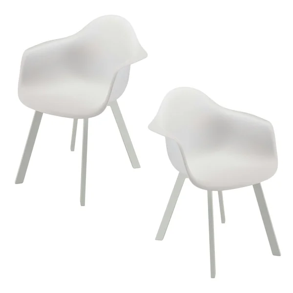 Fauteuil de jardin blanc à dossier rond avec accoudoirs (lot de 6) GIJON