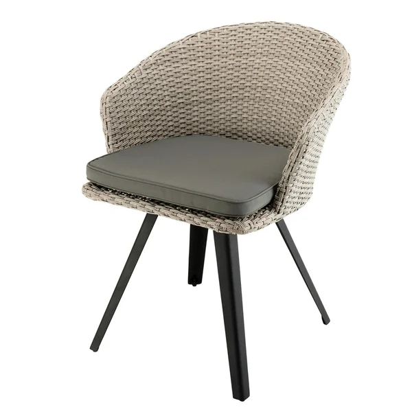 Fauteuil de jardin en résine tressée couleur grise coussin gris DETROIT