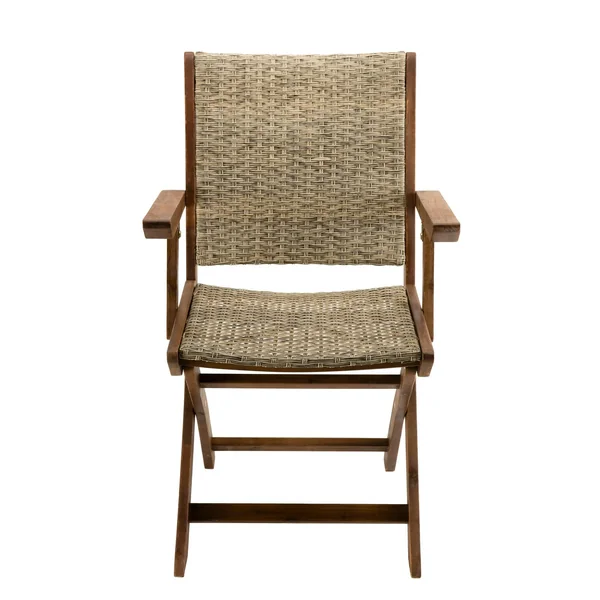 Fauteuil de jardin pliant acacia rotin synthétique BAHIA (lot de 2)