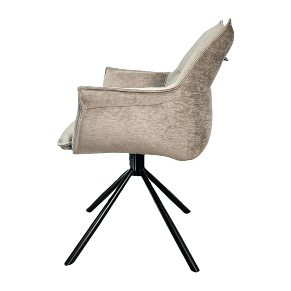 Fauteuil de table en velours taupe avec retour (lot de 2) PALERME