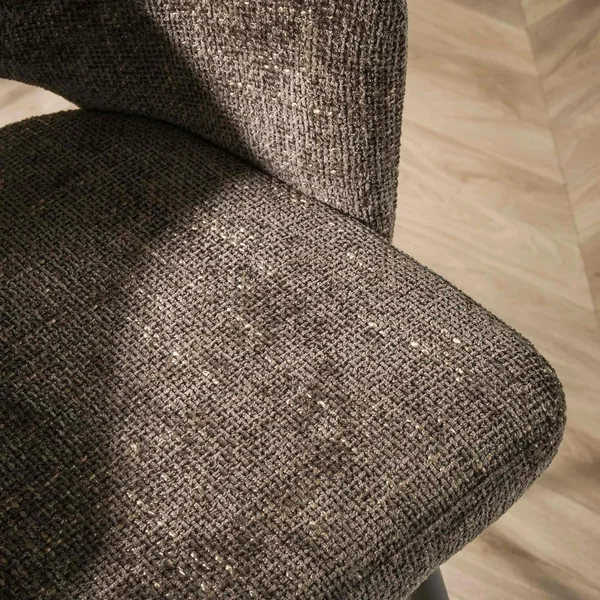 Fauteuil de table en velours tissé chocolat avec dossier ouvert (lot de 2) GALWAY