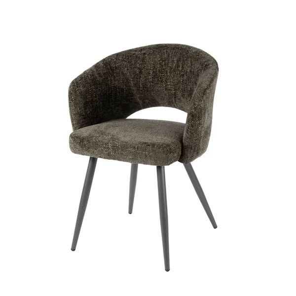 Fauteuil de table en velours tissé chocolat avec dossier ouvert (lot de 2) GALWAY