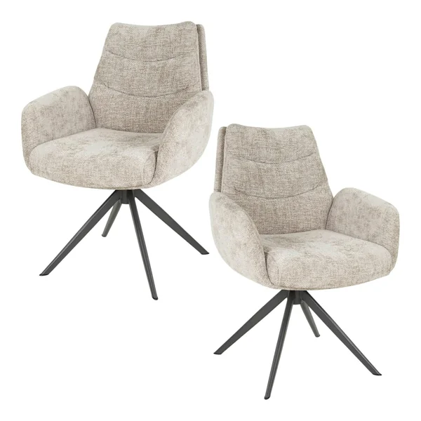 Fauteuil de table pivotant en velours beige (lot de 2) TAJ