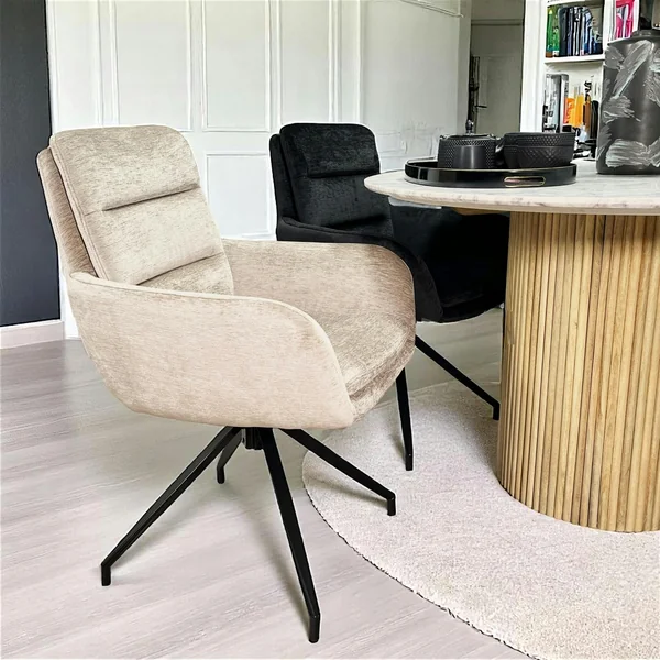Fauteuil de table pivotant en velours taupe (lot de 2) PALERME