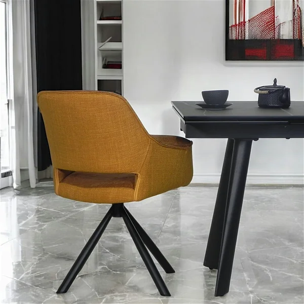 Fauteuil pivotant bi-matière, couleur moutarde (lot de 2) IENA